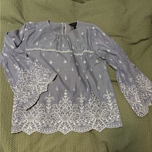 J.Crew Embroidered Gray Women's Top